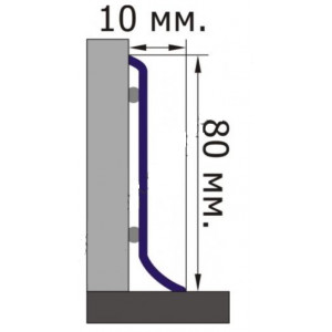 Плоский плинтус Л-образный из нержавеющей стали 80х11 мм AISI304 полированный
